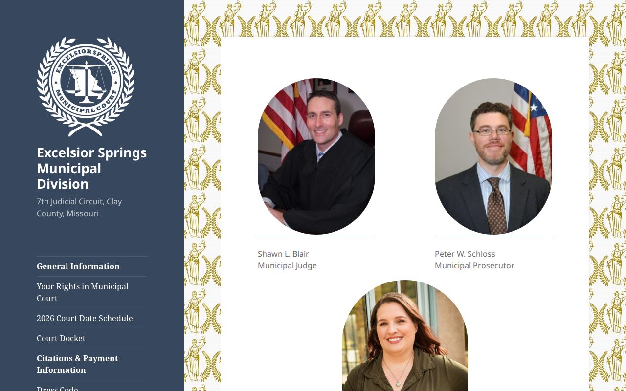 Clay County court docket: Excelsior Springs Hall of Waters courtroom and municipal court clerk access