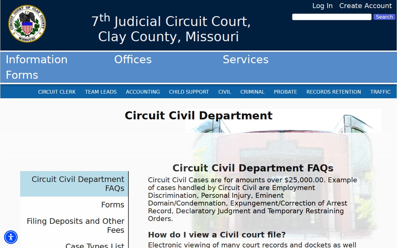 Clay County civil docket circuit, associate, domestic, and small claims descriptions