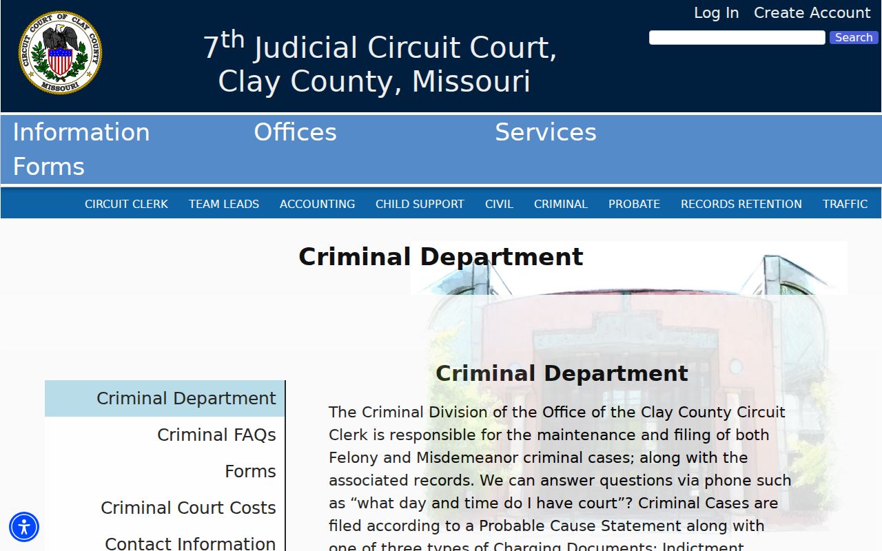 Clay County criminal docket public record request, bond, continuance, and address change instructions