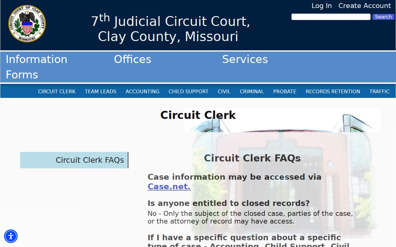 Clay County court docket Circuit Clerk Case.net and older case request instructions