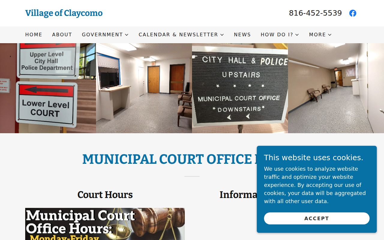Clay County traffic ticket municipal court office and courtroom context in Claycomo