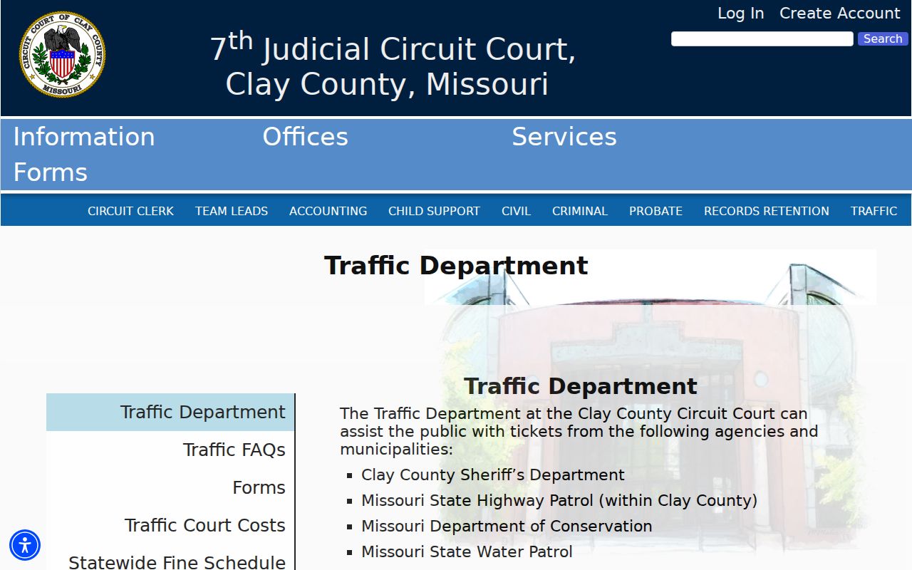 Clay County traffic ticket record showing Traffic Division payable and nonpayable guidance